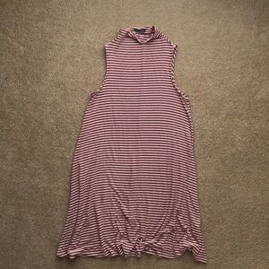 Burgundy stripe mock neck sundress